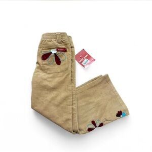 Guess Kids Tan Floral Embroidered Pants vintage rare new with tags